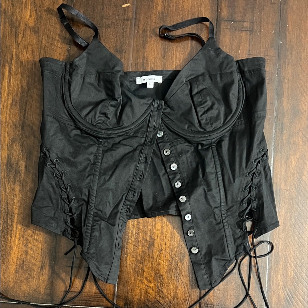 Forever 21 Black Lace-Up Blouse - Picture 1 of 2